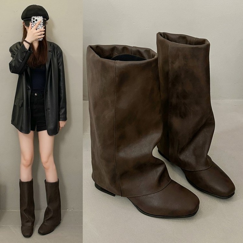 Women'S Fashion Knee High Boots - Damskie buty w stylu vintage z