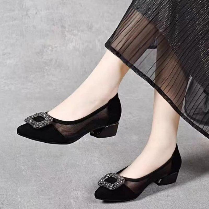Women'S Fashion Shoes - Eleganckie czółenka z ostrym noskiem, siateczkowym